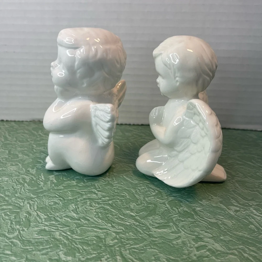 Vintage Malco Angel Cherubs Set Of 2 Figurines Mantle Holiday